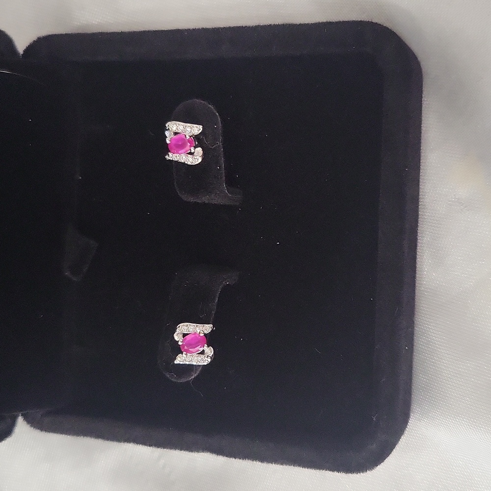 New Genuine Ruby and Silver Earrings